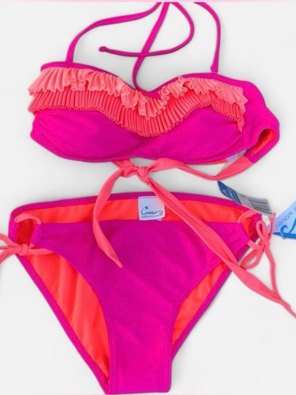 Pink ruffle bikini